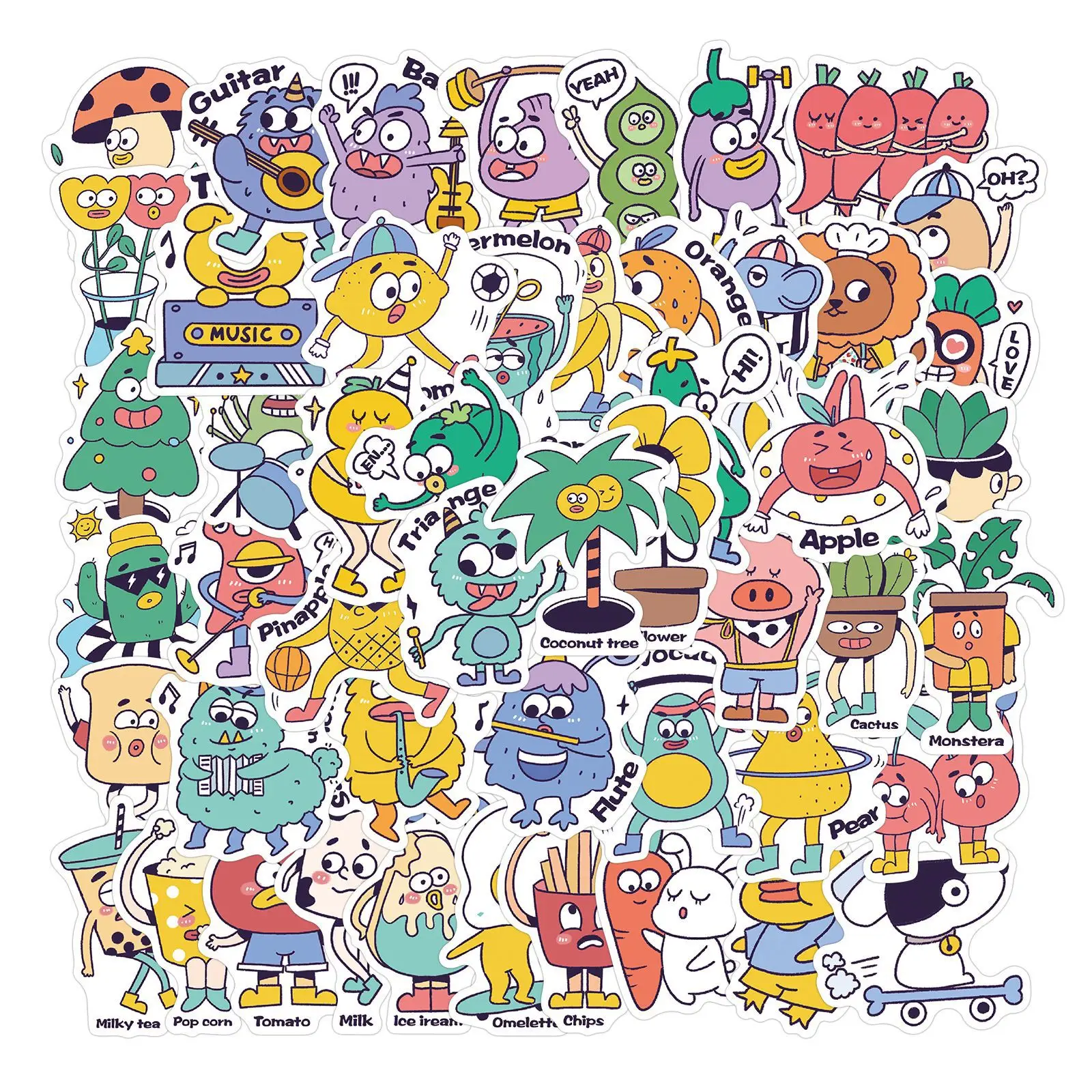 

10/50Pcs Fruit Vegetable Aesthetic Cartoon Vsco Stickers for Water Bottles Laptop Computer Skateboard Motorcycle DIY