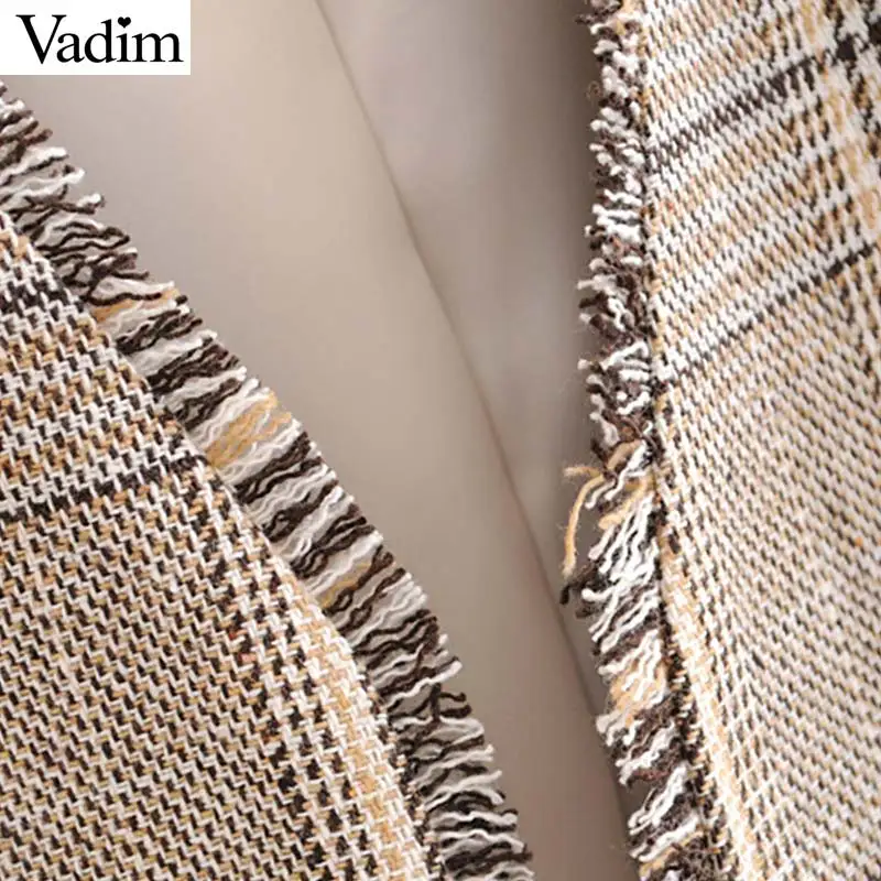 Vadim Женская модная твидовая куртка с кисточками в виде гусиных лапок лоскутные