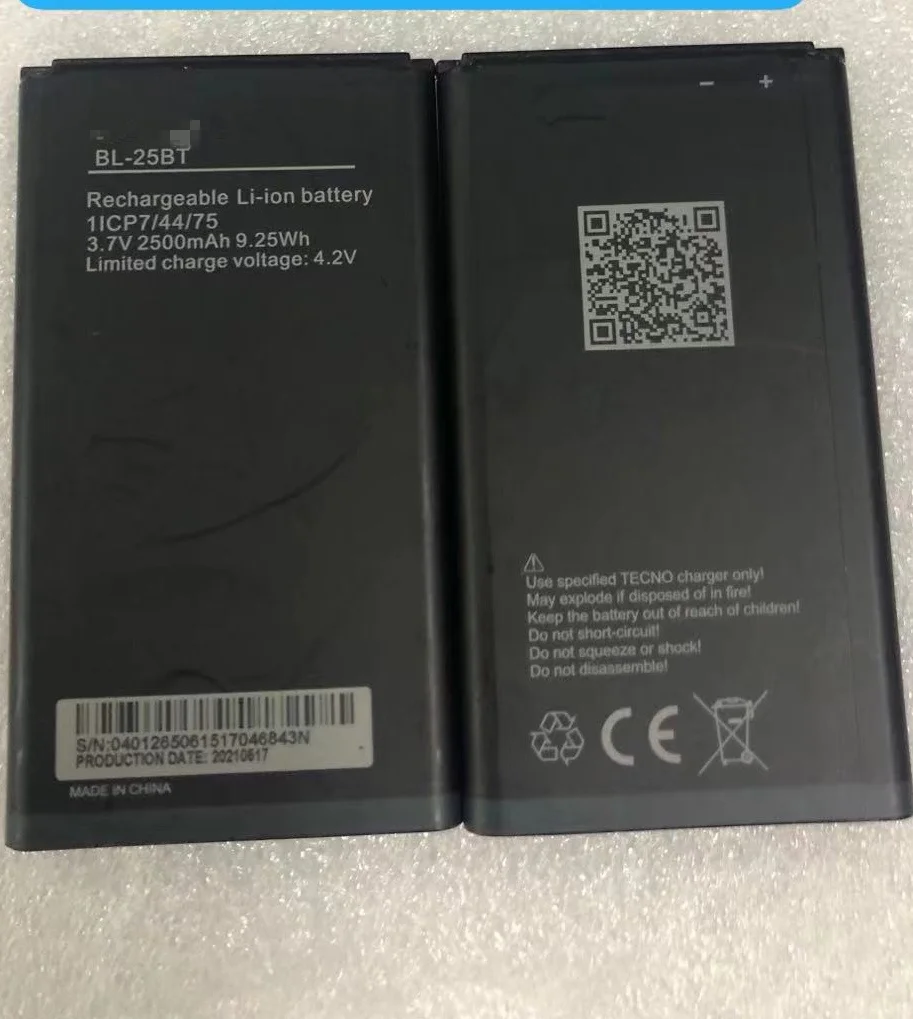

100% original and new TECNO mobile phone battery BL-25BT mobile phone board 9.25WH 2500mAh battery