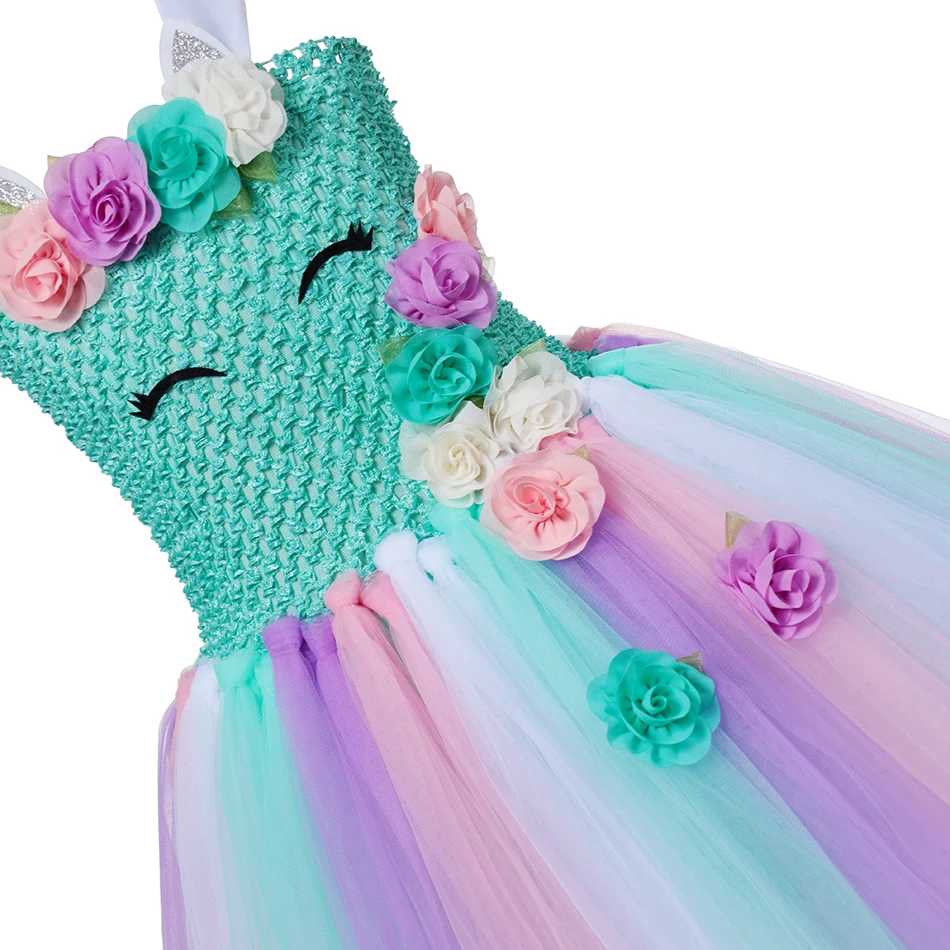 Платье с единорогом платье-пачка для дня рождения девочек платье вязаный Топ