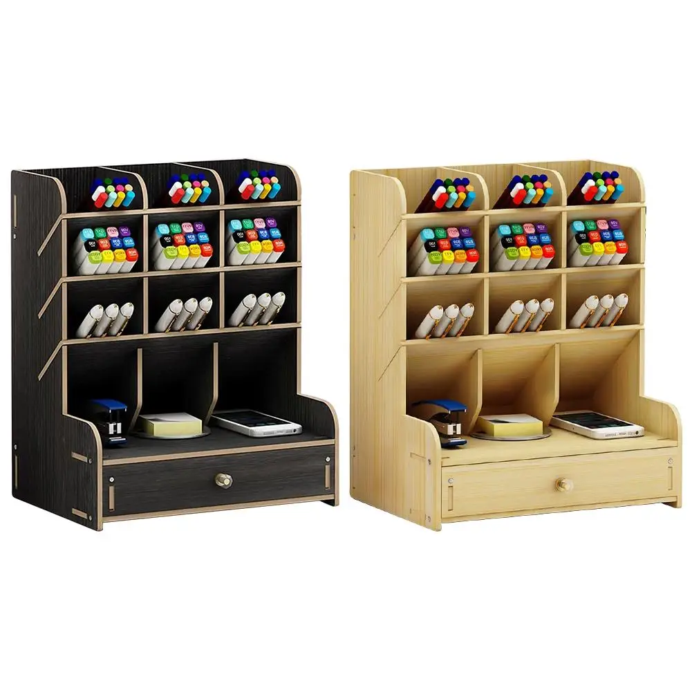 

Wooden Desk Storage Rack Storage Box Multi-function Stationery Cosmetic Organizer Jewelry Display Box For Home #BO