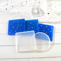 4pcs 9cm round square coaster mold diy epoxy resin silicone mould handmade crystal cup holder casting tools