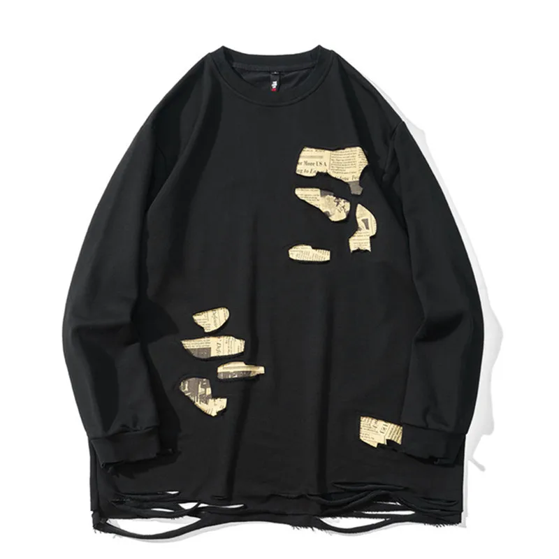 

Fashion Ripped Hole Retro Men Knitted Pullover Autumn New Casual Loose Trend Streetwear Comfortable Male Sweater High Quality