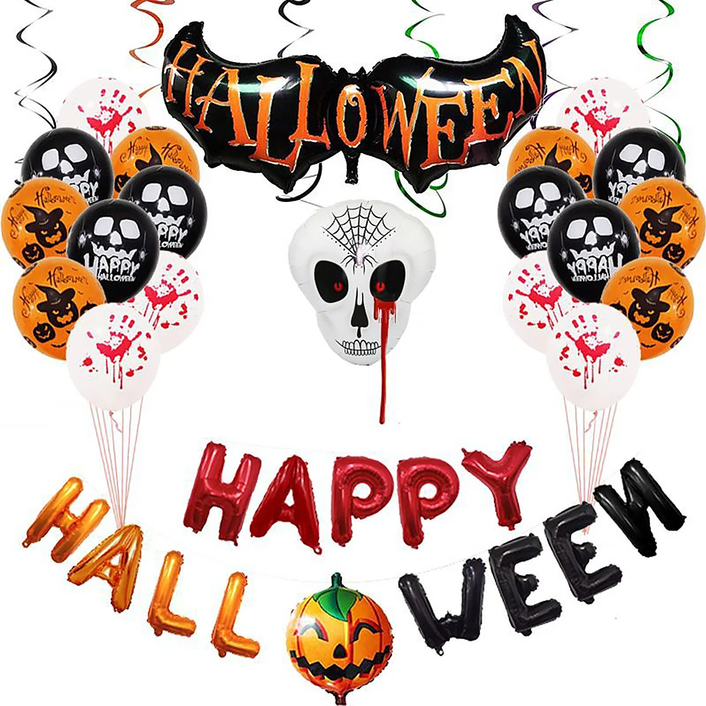 

HotHalloween Balloon Sets Latex Pumpkin Ghost Halloween Balloon Flag Party Decorations Kids Toys Spider Easter Festival Decor