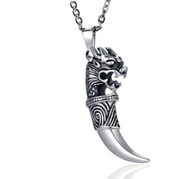 punk fashion brave men wolf tooth pendant necklace women men jewelry tooth amulet stainless steel pendant necklace