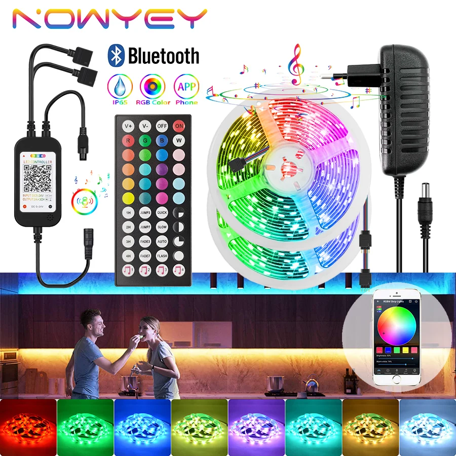 Светодиодные ленты светильник 12V Водонепроницаемый 5 10 м 15 20 Bluetooth RGB музыкальной