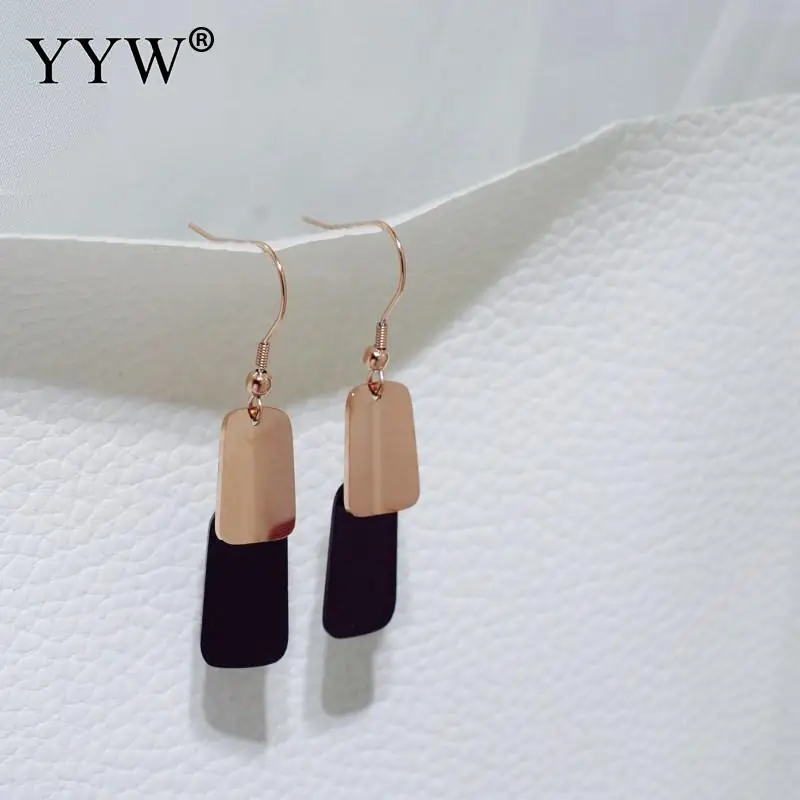 

Rose Gold Contrast Earrings Geometric Titanium Steel Earrings Fashion Vintage All-Match Earrings For Female Daily Wear Or Match