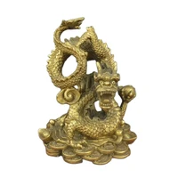 china copper decoration fengshui coiling dragon statue