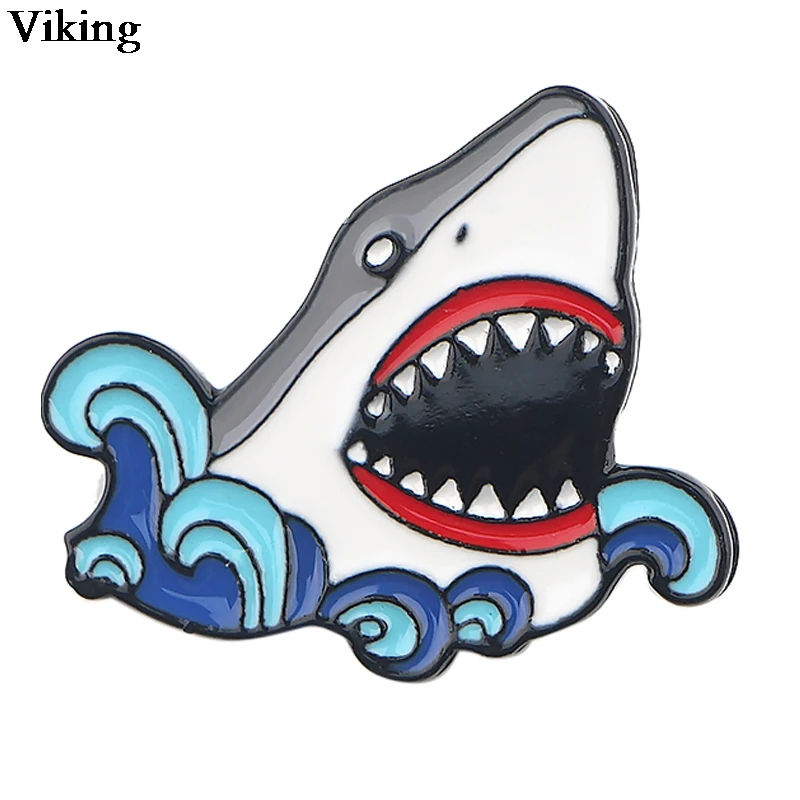 

Cartoon Shark Badges Cool Brooches Animal Badge Lapel Pin Uniform Badge Shirt Pins Cool Brooches For Women Men Kids G0670
