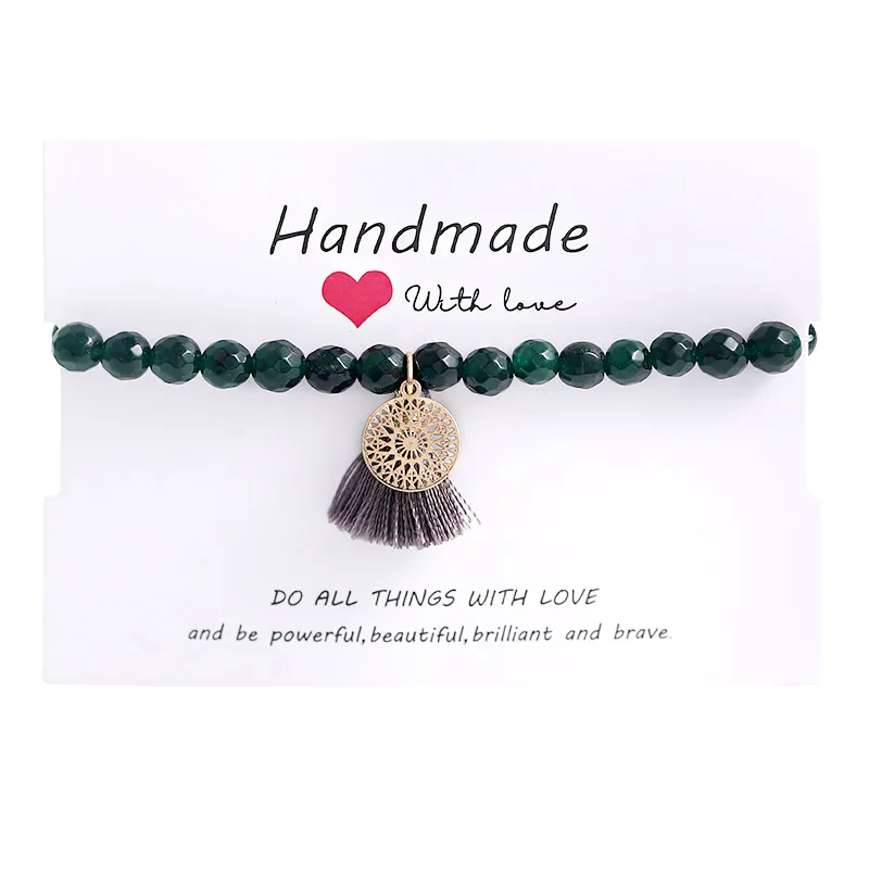 Женский браслет с бусинами и кисточками из натурального камня|Браслеты шармами| |