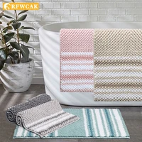 modern minimalist household carpet thick loop velvet kitchen bathroom non slip mat stripe absorbent foot mat bathroom door mat