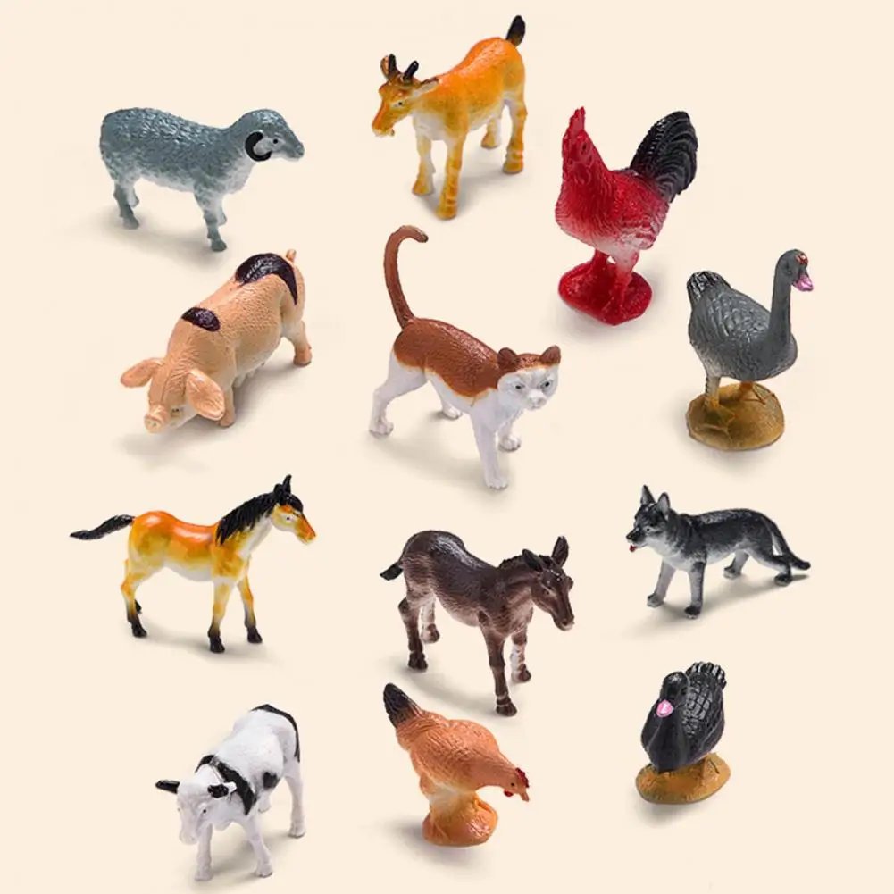

12Pcs Animal Model Lovely Appearance Anti-hit Bright Color Woodland Creature Animal Figures for Children