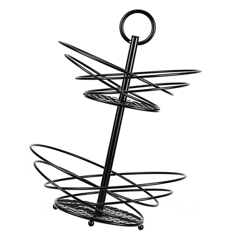 

1Pc Living Room Double-layer Fruit Basket Creative Iron Bread Container Black