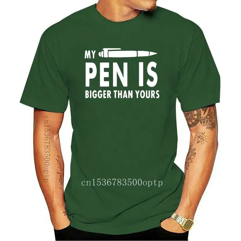 

Новые забавные мужские футболки с надписью My Pen больше ваших, 100% хлопок, летние футболки, уличная одежда, футболки, Забавные футболки, мужска...