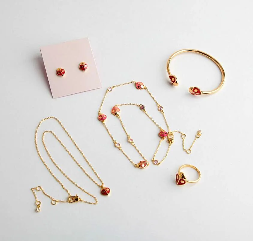 Новинка 2020 милые эмалевые серьги CSxjd в форме сердца колье кольцо|Ювелирные