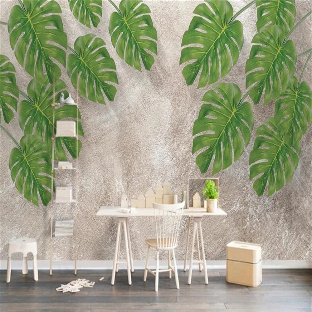 

Milofi custom wallpaper wall covering 3d three-dimensional natural fresh green leaves TV background wall