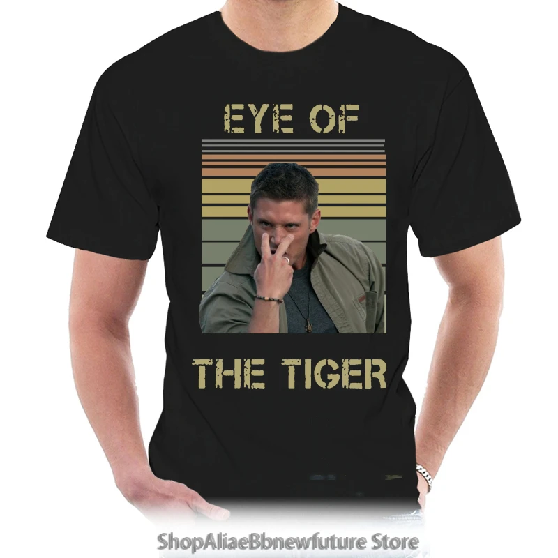 

T Shirt Dean Winchester Supernatural Eye Of The Tiger Black Cotton Men S-3Xl T-Shirt 4301Y