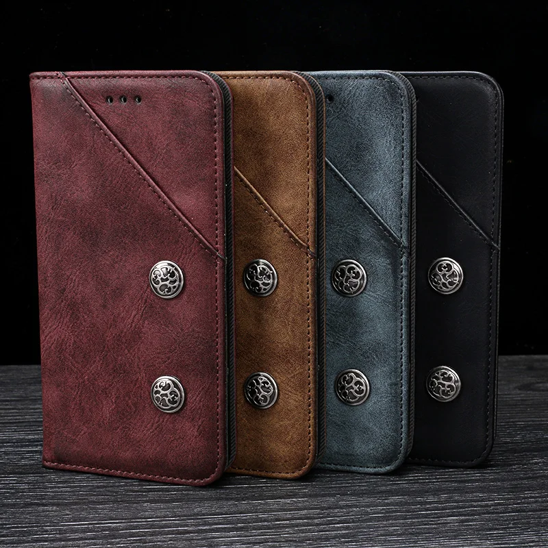 

For Ulefone Armor 7 Case Flip Luxury Retro Rivet Wallet Leather Capa Case For Ulefone Armor 7 Phone Cover Fundas Accessories