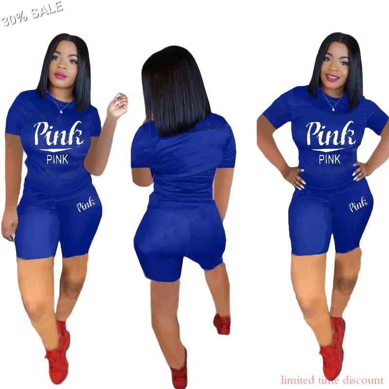 Женский летний комплект из 2 предметов футболка и шорты с буквенным принтом |