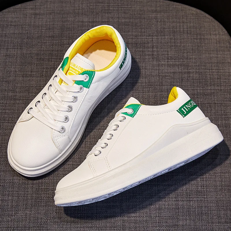 

Little White Shoes Female 2021 Summer New Net Red Board Shoes Thick-soled Old Shoes Lace-up Sports Student Board Shoes