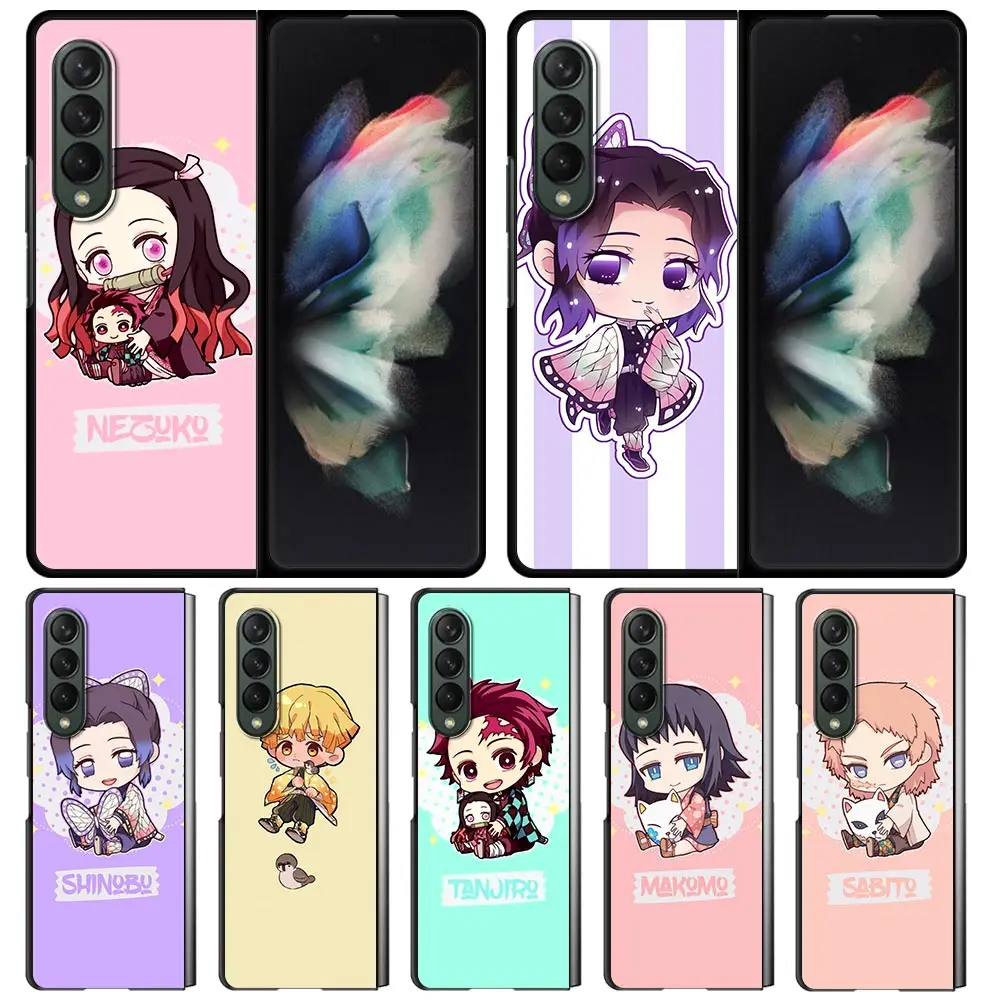 

Matte Case for Samsung Z Fold3 5G Phone Cover For Galaxy Z Fold 3 Hard Silicone Capa for ZFold 3 Shell Demon Slayer Kawaii Anime