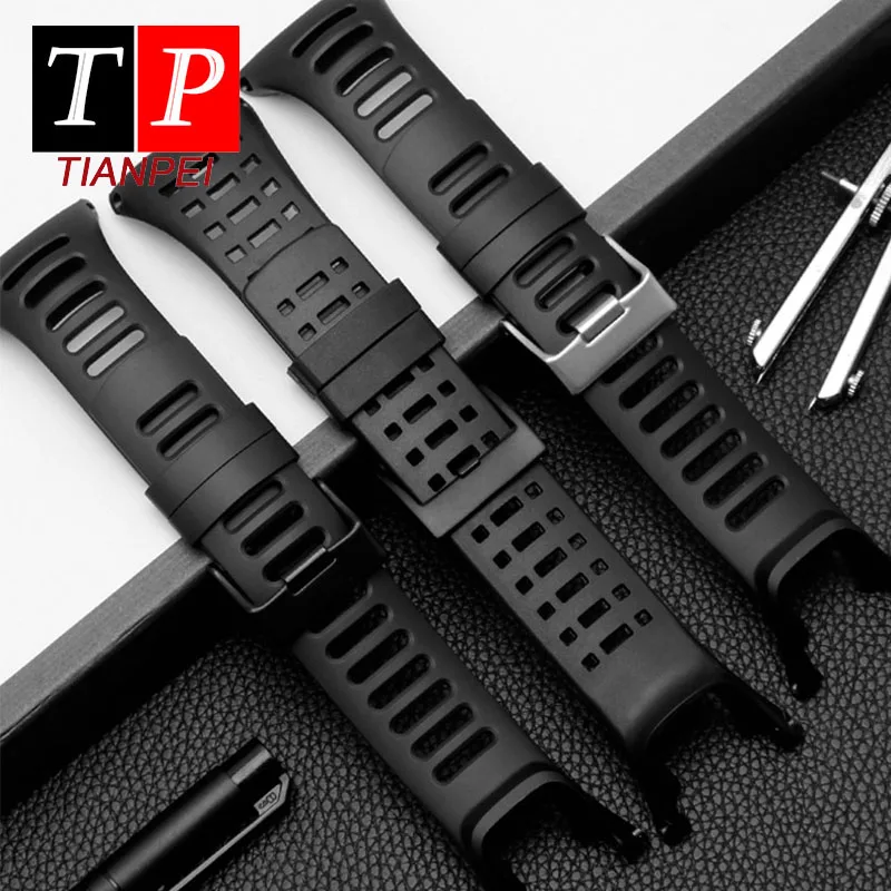

Smart watch strap 35mm silicone watch belt for SUUNTO AMBIT 1/2/3 generation Waterproof Rubber Watchband black Concave interface