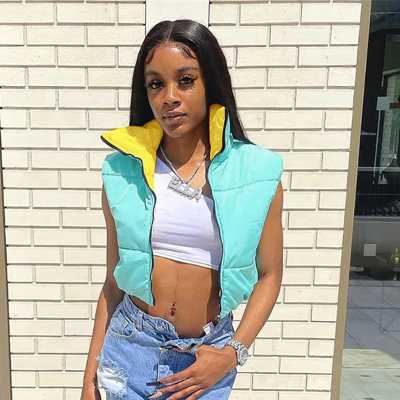 Женский зимний жилет 2F куртка-пузырь утепленный на молнии с высоким воротником