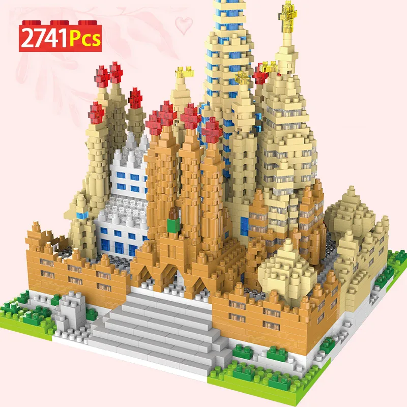 2741 шт. игрушки для детей мини-конструкторов в международно известная архитектура кирпичи Sagrada Семья алмаз церковь город модель строительные блоки для детей