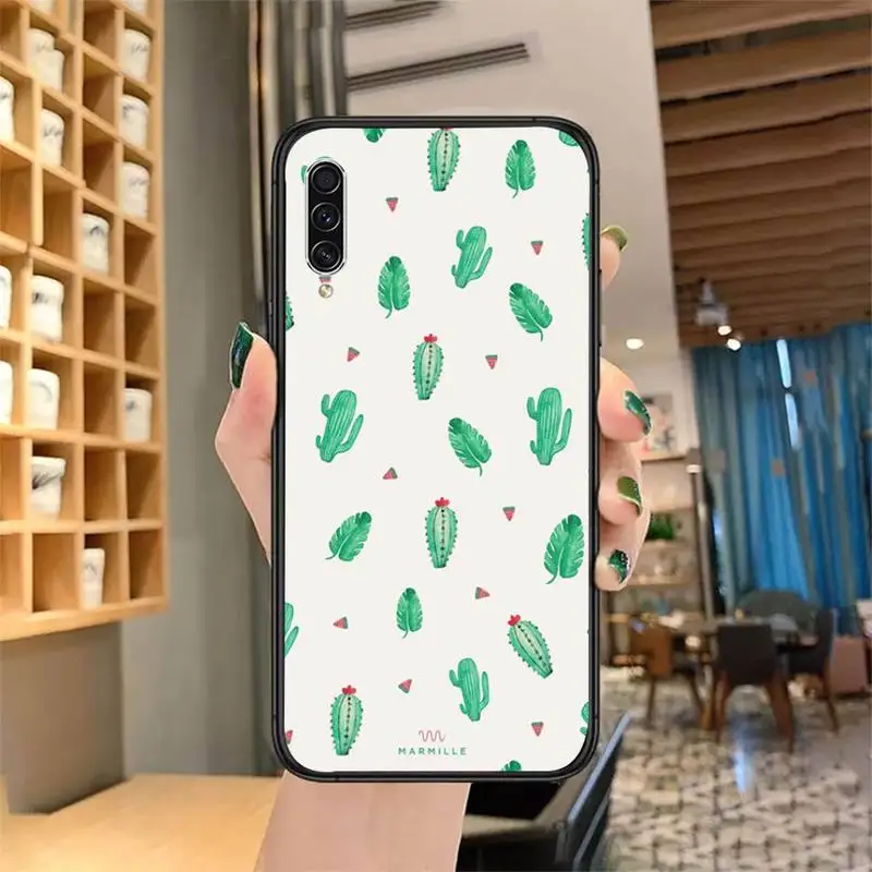 

Cute cactus plant painting Phone Case for samsung galaxy a 51 52 71 50 12 72 21s 70 40 20e 31 30s 32 5G soft silicone coque