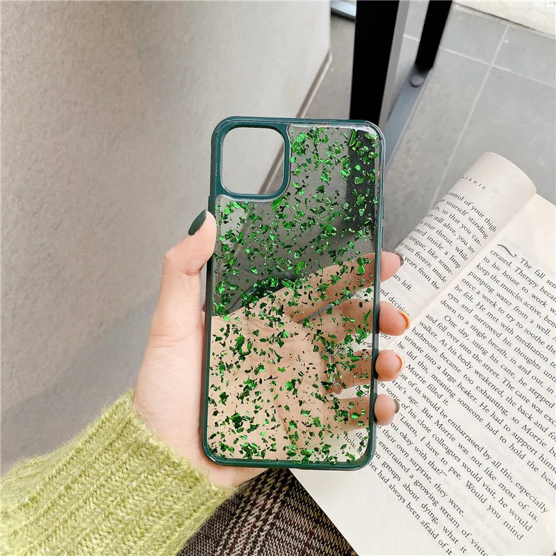 Luxury Glitter Candy Color Frame Phone Case For iphone 11 Pro XS Max X XR 8 7 Plus Soft Gold foil transparent Shockproof Cover |