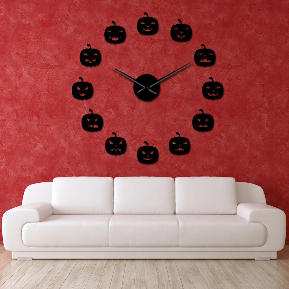 Часы настенные в виде тыквы на Хэллоуин/Рождество современные тихие украшения