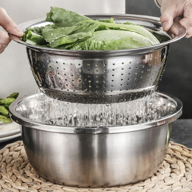 

Multifunctional Stainless Steel Grater Basin Drain Basket Household Vegetable Cutter Practical Kitchen Tool TS1