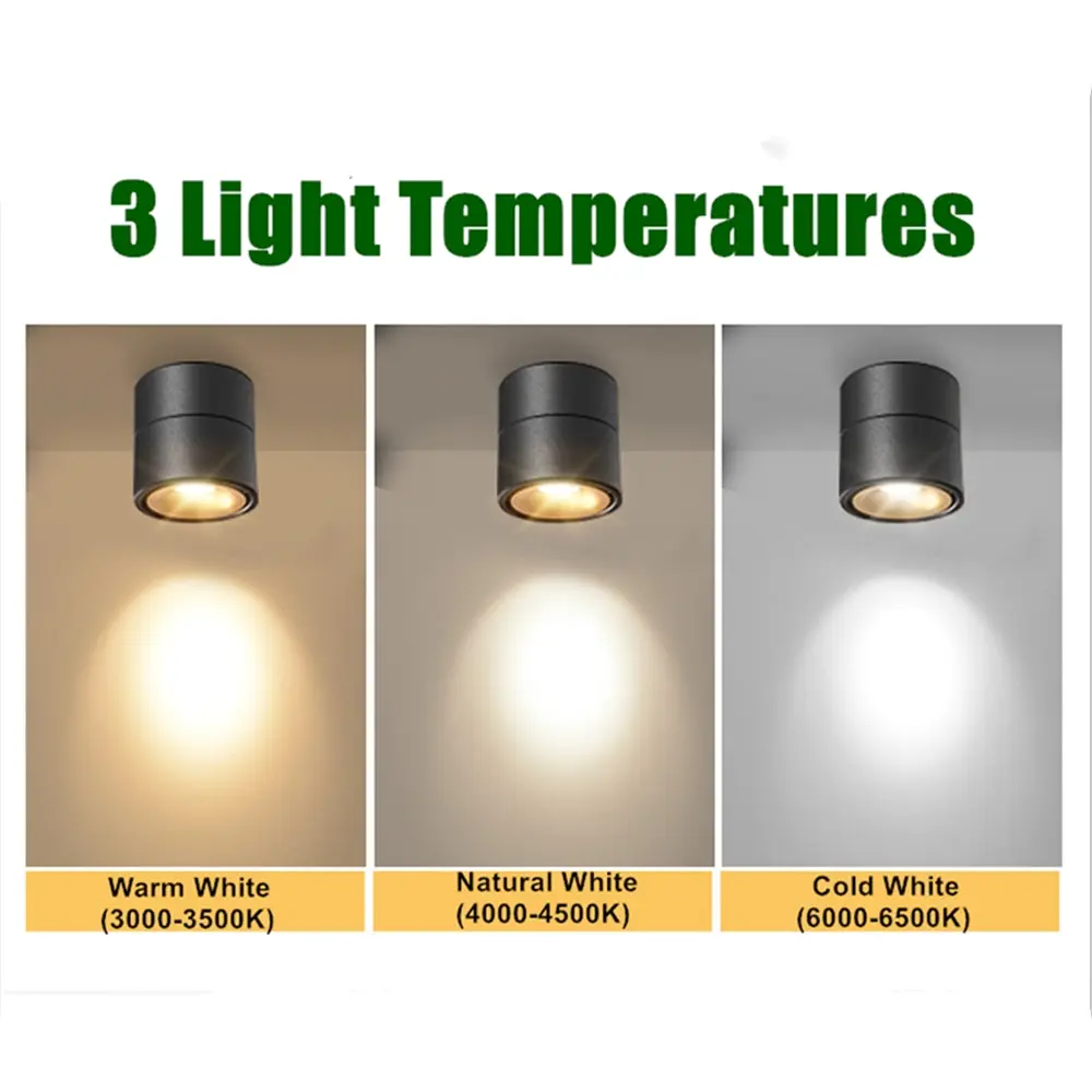 

360 Degree Rotatable Surface Mounted Ceiling Downlight 7W 10W 12W 15W LED Ceiling Spot Light for Kitchen Living room Decor