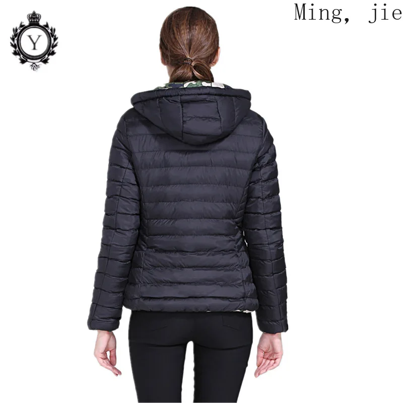 

New Women's Fall/winter Down and Down Cotton Coat Coat Large Size Camouflage Solid Color Double-sided Zipper Luxury Warmth