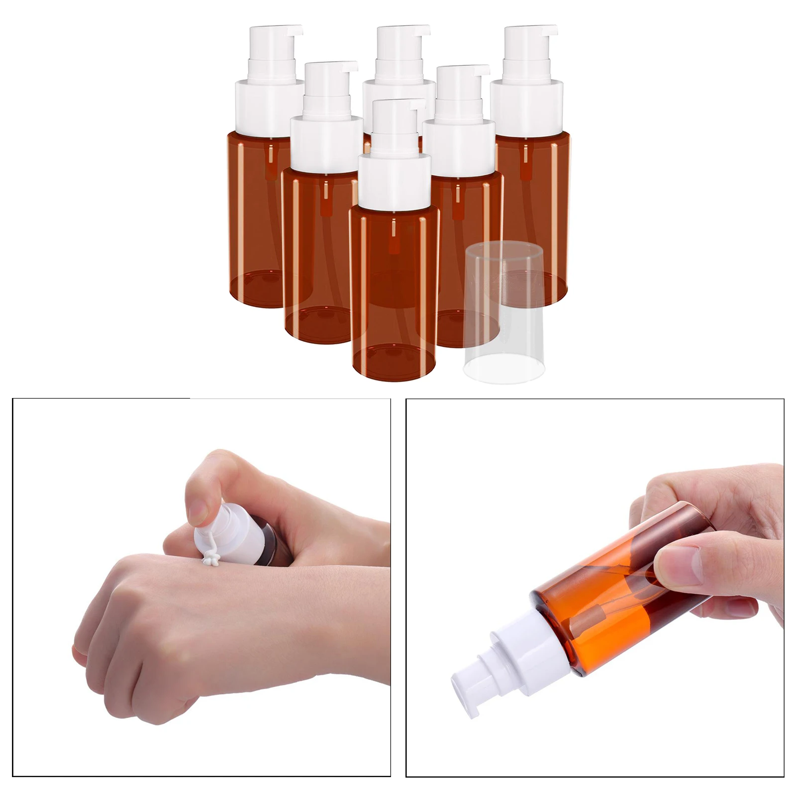 

6Pack Portable 60ml Essential Oil Refillable Empty Bottle Lotion Containers