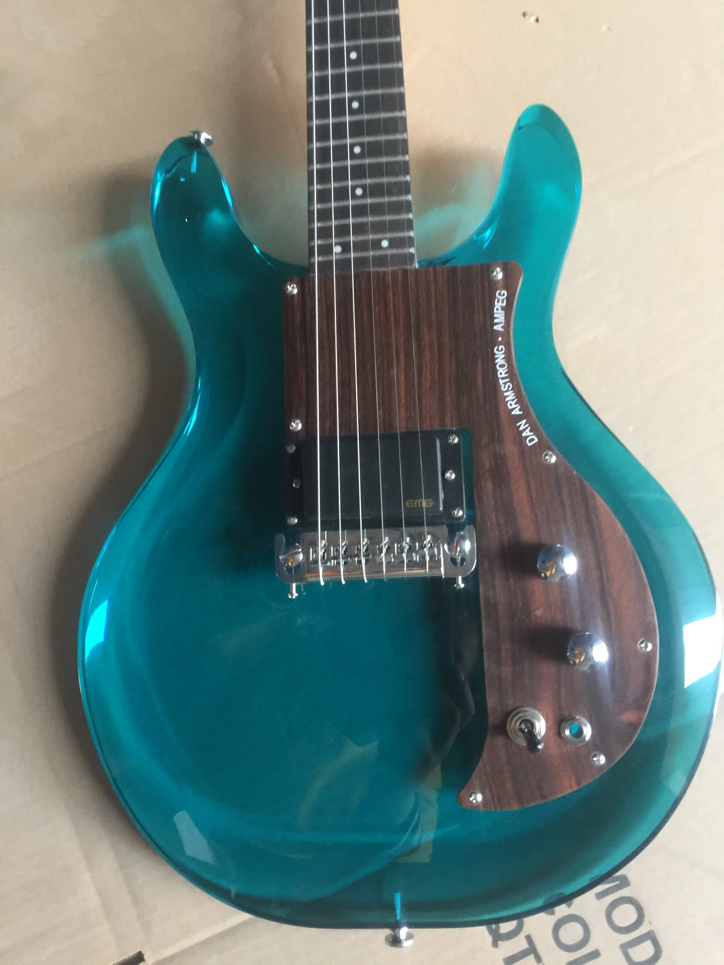 Бесплатная доставка/синяя акриловая прозрачная Высококачественная гитара/под заказ китайская электрогитара