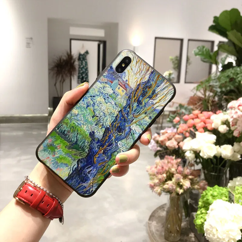 Ван Гог Картина маслом ТПУ мягкий силиконовый черный чехол для телефона iPhone 11 pro XS