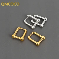qmcoco minimalist silver color stud earrings vintage trenndy geometric ellipse handmade earrings accessories jewelry gifts