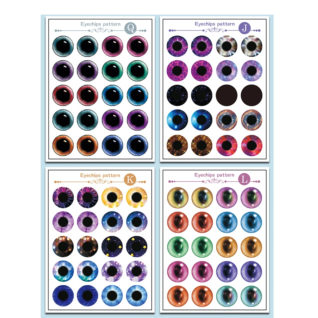 9 листов в общем 10 пар кукольных глаз чипы узор на лист без УФ клея для куклы блайз
