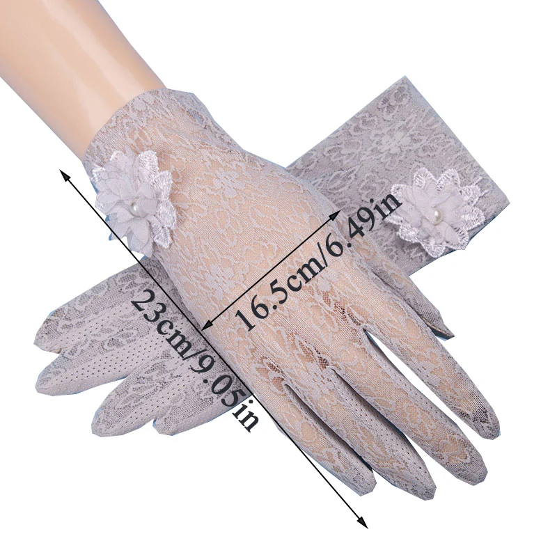 

Women fashion Touch Screen Mittens Sunscreen Delicate Ladies Full Finger Gloves Elegant Lace Gloves Summer Driving Short Glove