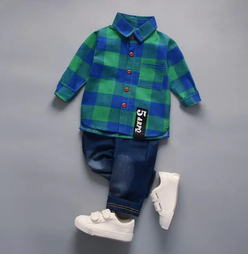 

2021Hot Sell Korean Baby Boy Girl Clothes Suits Long Sleeved Shirts Tops + Jeans 2PCS Bebes Jogging Kids Sports Set A-013
