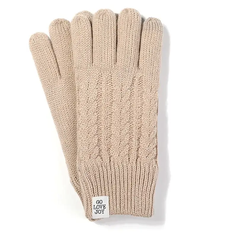 

Women Winter Touch Screen Gloves Warm Braided Cable Knit Thermal Plush Lined Elastic Cuff Doube Layer Texting Mittens
