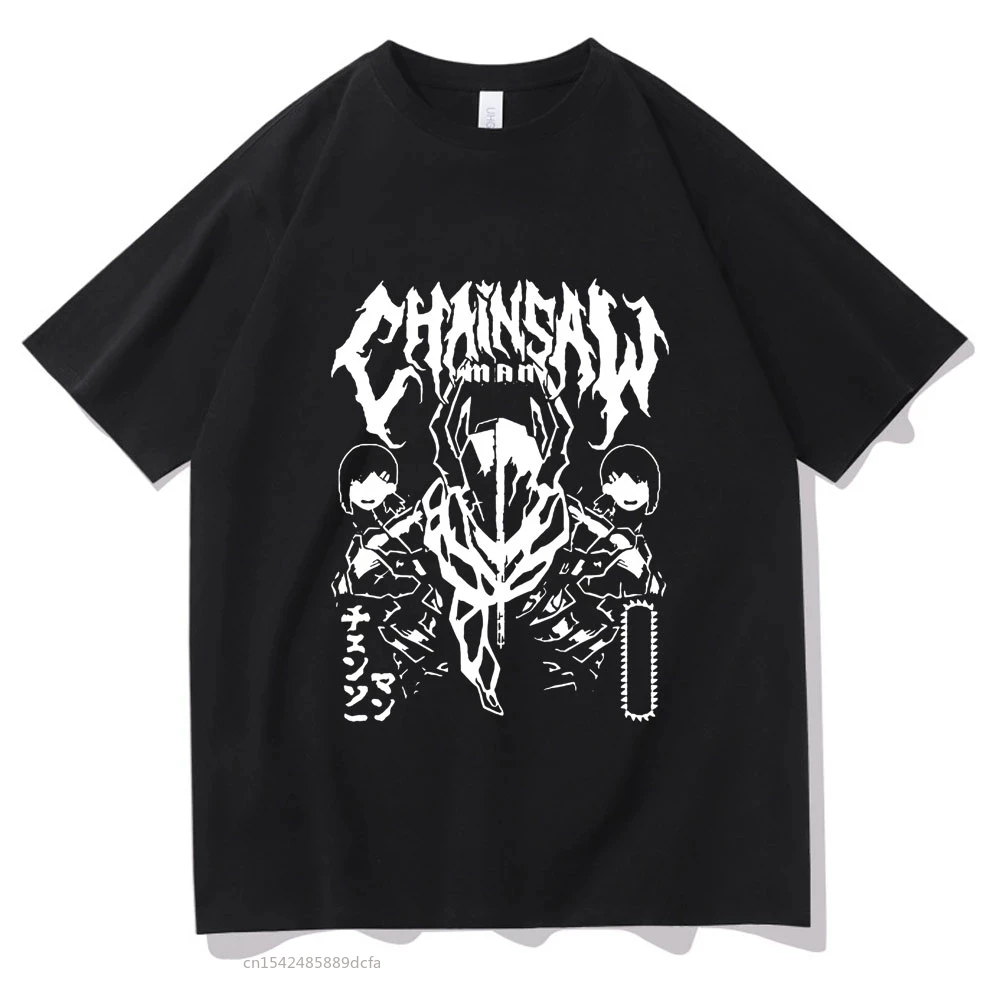 

Fashion Manga Style T Shirt Chainsaw Man Print Tshirt Summer Shrink-proof Couples Oversized Tee