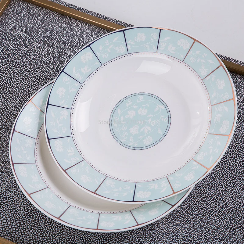 

Jingdezhen Household Ceramic Round Dish Plate Simple Chinese Style Dish Plate Steak Plate High Quality Bone China Tableware