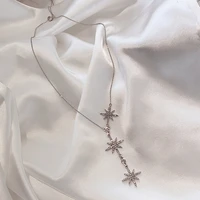 budrovky fashion cubic zirconia white necklace women classic star clavicle chain new sweater chain party jewelry