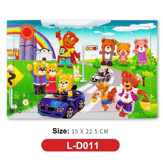 L-D011 Горячая новинка 30 шт. деревянный пазл животное детская игрушка деревянные пазлы мультяшный автомобиль Обучающие Развивающие игрушки для детей - Цвет: L-D011