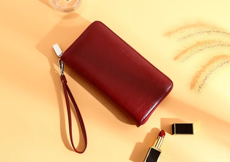 Rfid Женский Длинный кошелек из натуральной кожи, кошелек для монет, многофункциональный мужской и женский деловой держатель для карт Carteira Feminina
