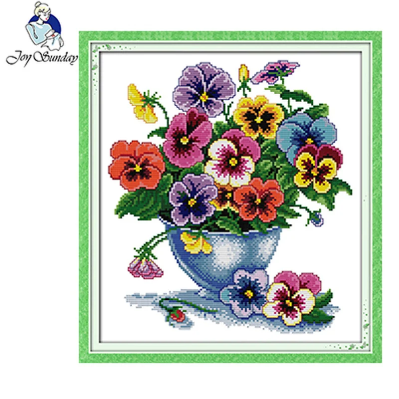 Наборы для вышивки крестиком с красочными цветами 11CT 14CT цветочный узор DMC ткань