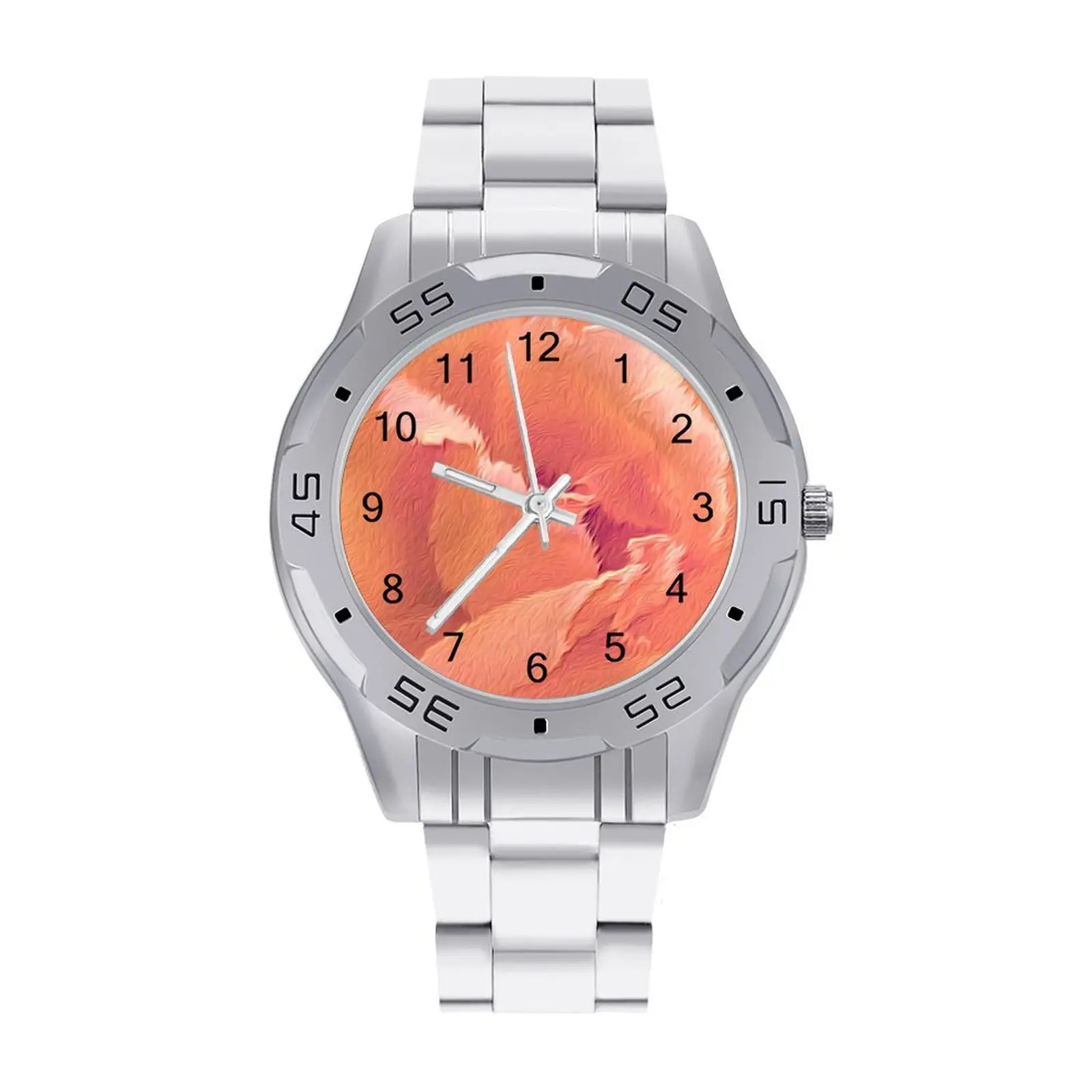 

Персиковые кварцевые часы, дизайнерские цветные наручные часы, стальные наружные мужские наручные часы с фотографией
