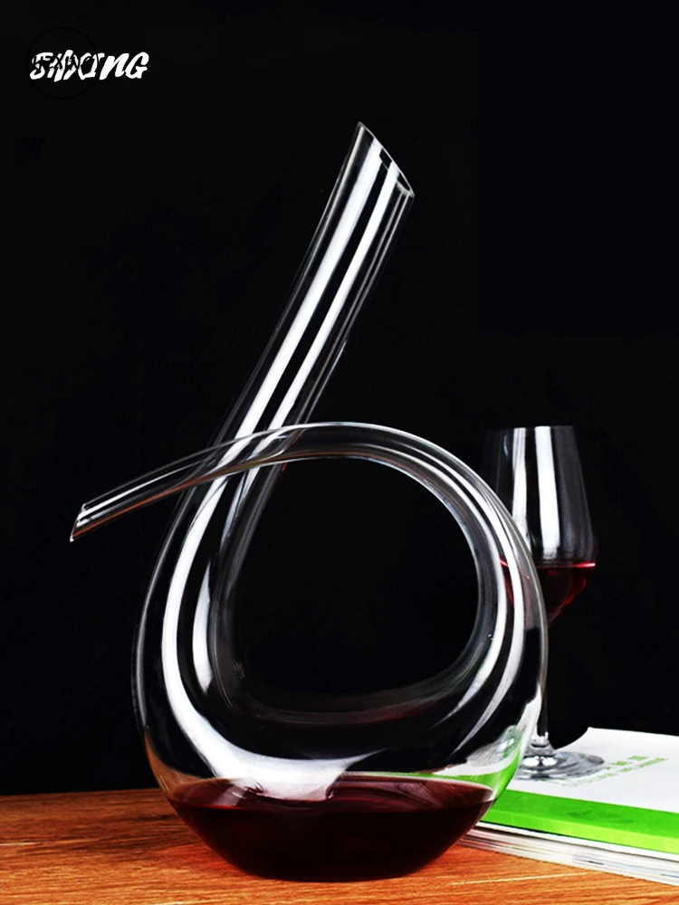 

Crystal High Grade Rotating Spiral-shaped with Box Wine Decanter Gift Box Harp Swan Decanter Creative Wine Separator 1500ml